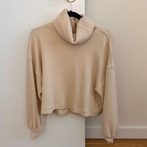By Together Cream Cropped Turtleneck Sweater